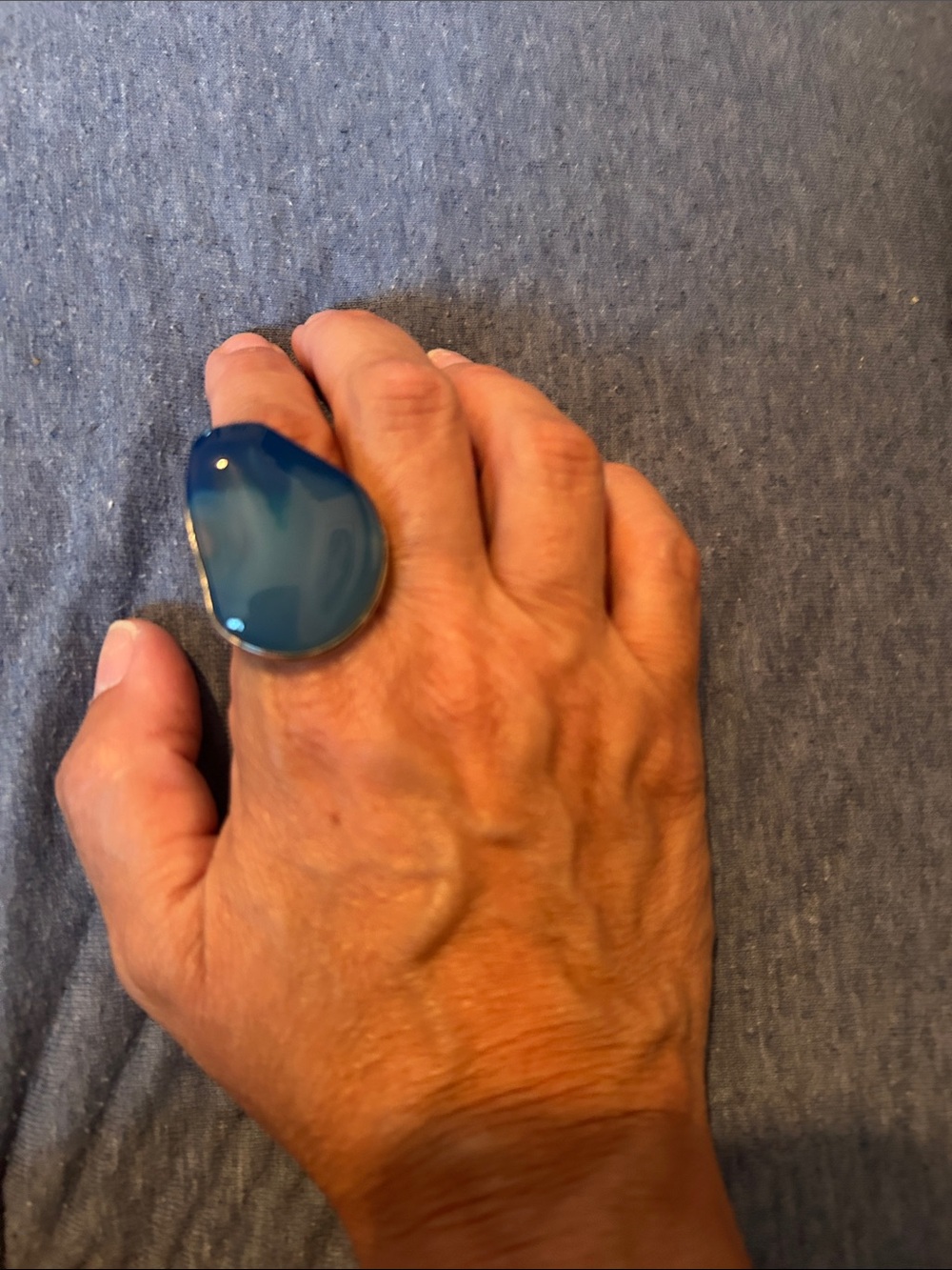 Blue Statement Resin Ring for  Bold Modern Style